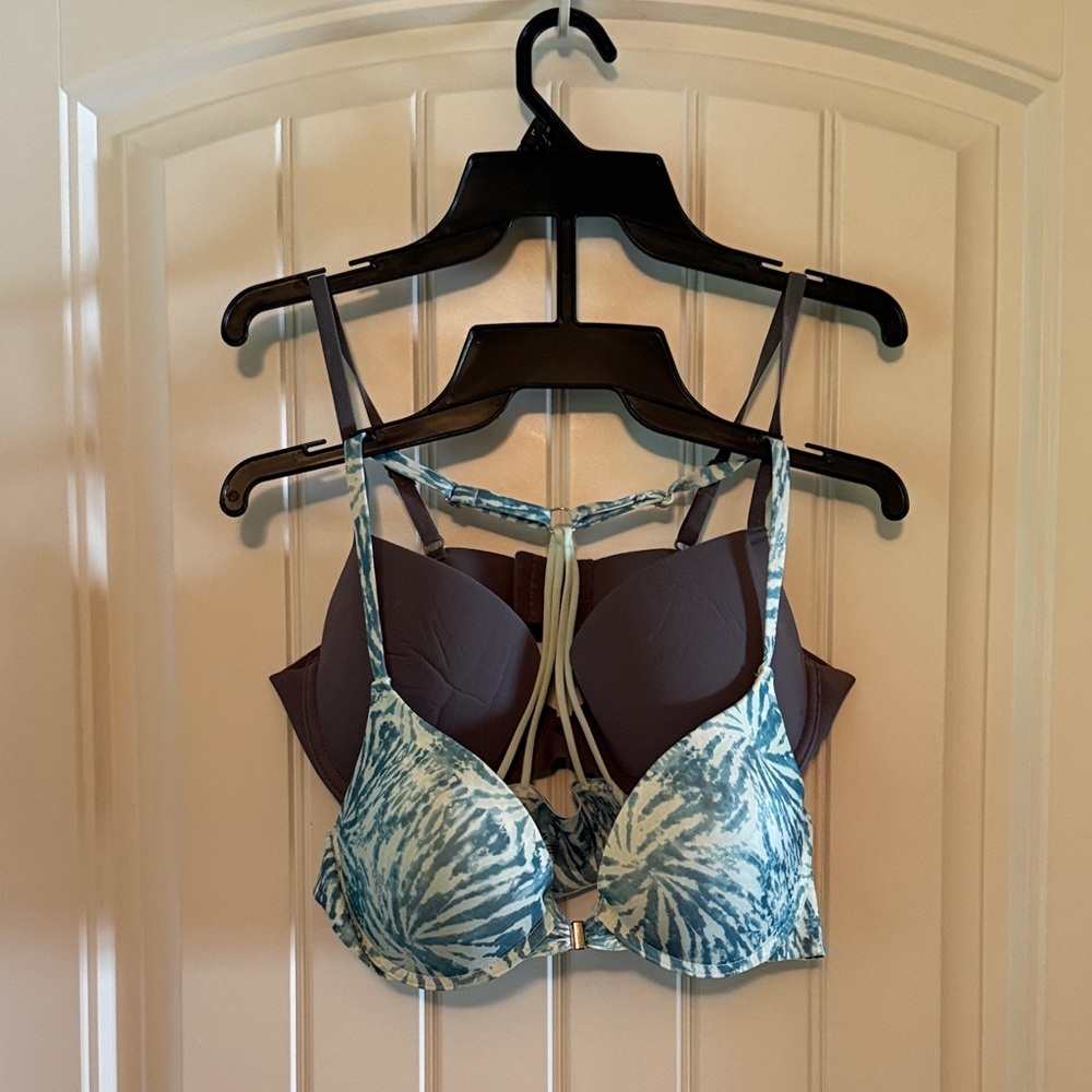 Lucky Brand Blue and Brown Tie-Dye Bra Set